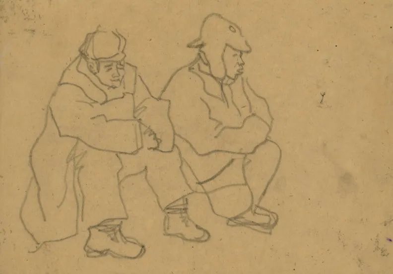 《两个战俘》 胡一川 铅笔 13cm×19cm 1947年